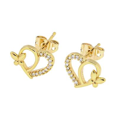 Brass Micro Pave Cubic Zirconia Ear Studs