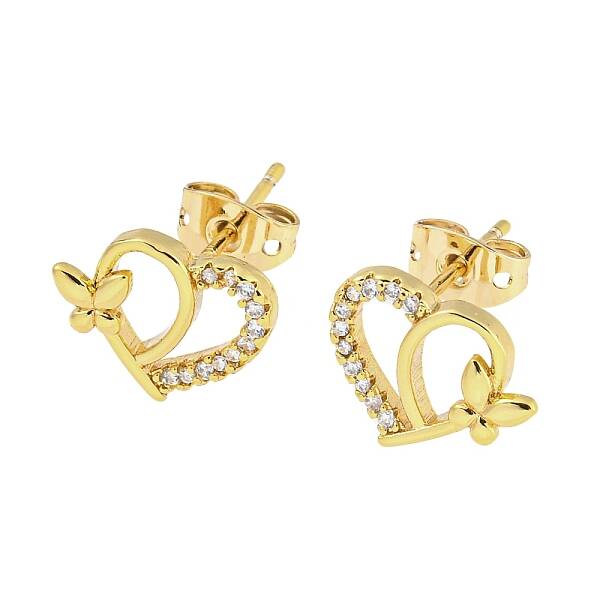 Brass Micro Pave Cubic Zirconia Ear Studs