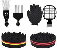 Magic Curl Sponge Set for Barber - Oriented Hair Styling: Incorporating Afro Twist Hair Brush, Pick Comb, and Styling Combs