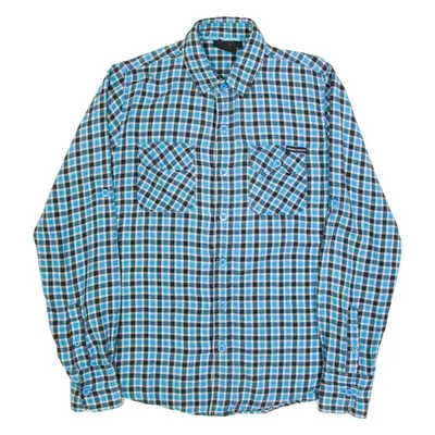 CRIMINAL DAMAGE Mens Shirt Blue Check Long Sleeve S