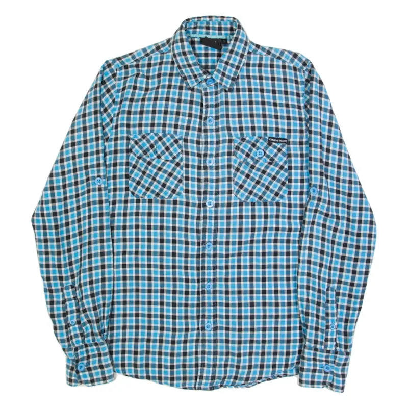 CRIMINAL DAMAGE Mens Shirt Blue Check Long Sleeve S