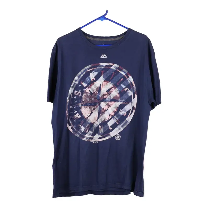 Seattle Mariners Majestic MLB T-Shirt - XL Blue Cotton
