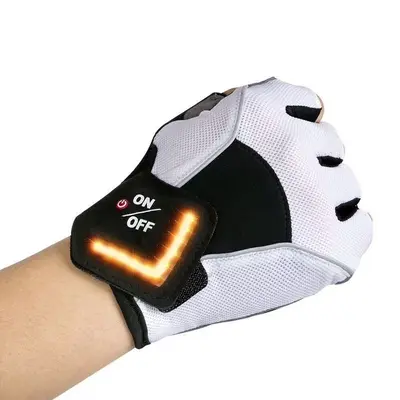 Turning Automatic Induction Turn Signal Gloves Warning Light Gloves | Color: black and white | Size: M