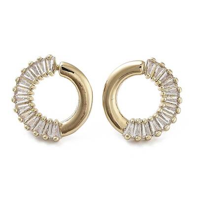 Donut Brass with Cubic Zirconia Stud Earrings