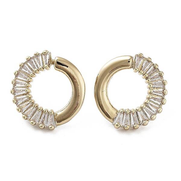 Donut Brass with Cubic Zirconia Stud Earrings