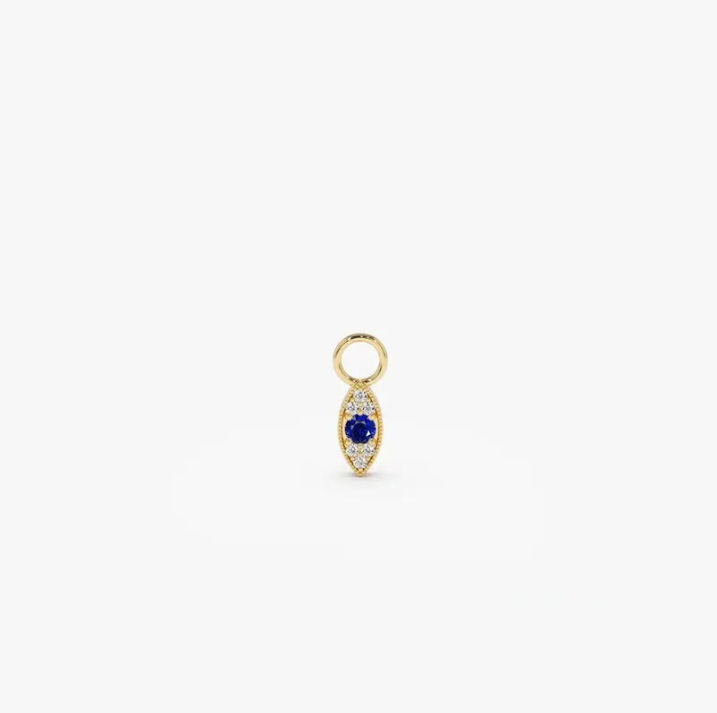 14k Gold Evil Eye Hoop Charm