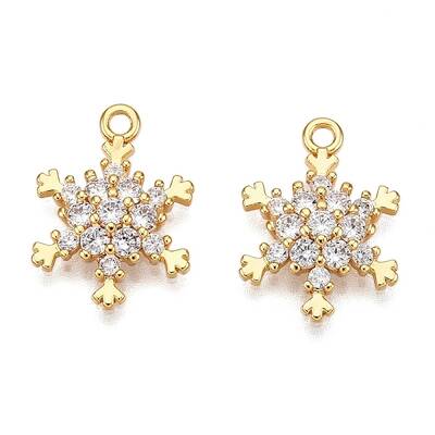 Christmas Theme Brass Micro Pave Clear Cubic Zirconia Pendants