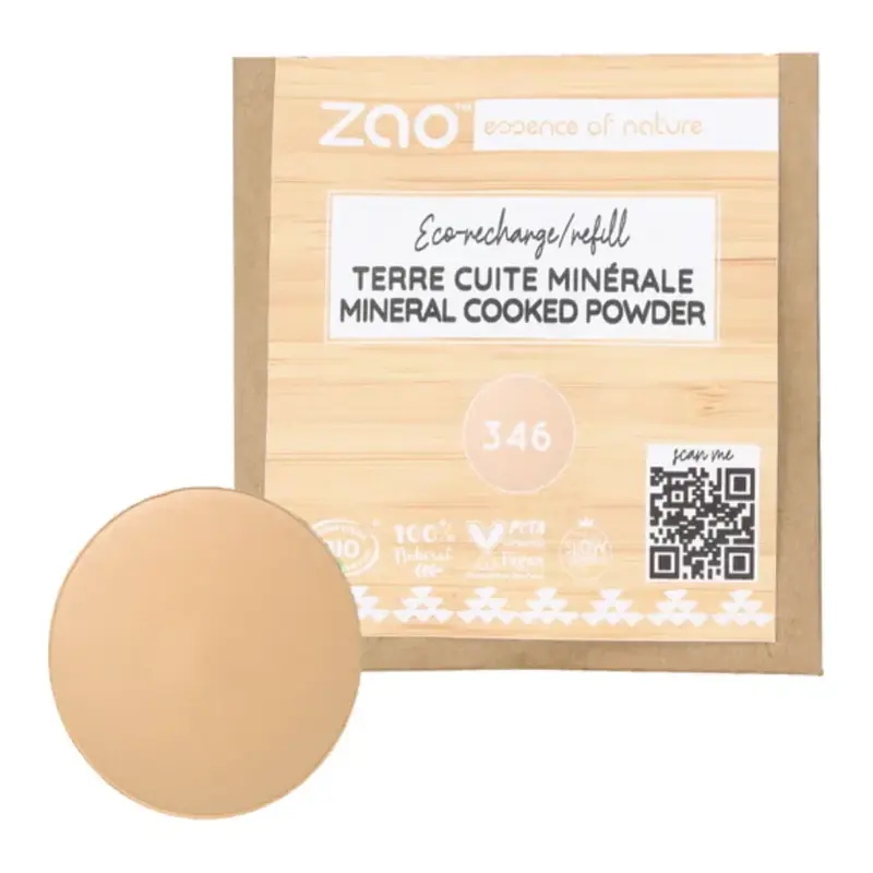 Zao Make Up Cooked Mineral Powder Refill, 346 Light Beige (15 G)