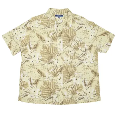 CROFT & BARROW Hawaiian Shirt Yellow Floral Short Sleeve Mens XL