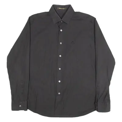 ROBERTO CAVALLI Mens Plain Shirt Black Long Sleeve M