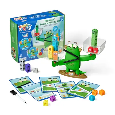 hand2mind Numberblocks Blockzee Balance Activity Set, 61 MathLink Cubes, Balance Scale for Kids, Addition and Subtraction Mat...