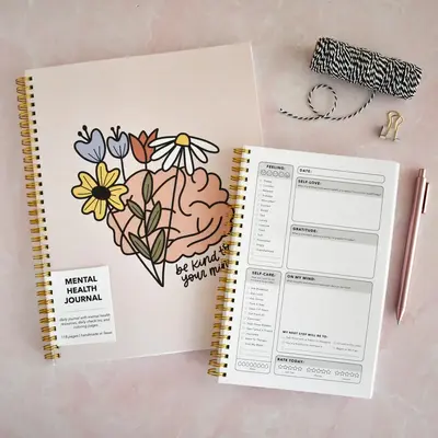 Be Kind To Your Mind Mental Health Journal - Daily Self Care Journal with Check-Ins, Resources, and Coloring