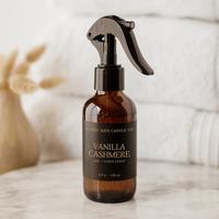 Vanilla Cashmere Room Spray - 4 oz Glass Bottle - Air + Linen Spray Fragrance Mist - Warm Vanilla