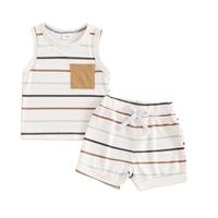 Toddler Baby Boy Summer Clothes Sleeveless Shirt Tank Top and Shorts Set Trendy 2 Piece Outfit