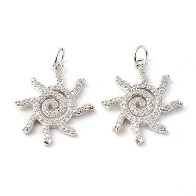 Brass Micro Pave Clear Cubic Zirconia Pendants