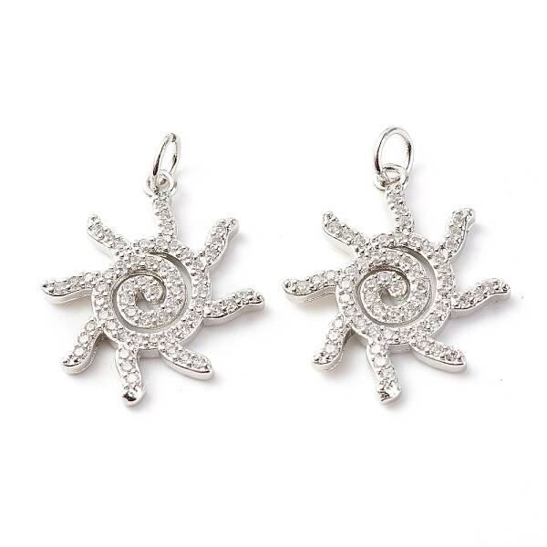 Brass Micro Pave Clear Cubic Zirconia Pendants