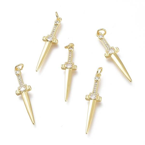Brass Micro Pave Clear Cubic Zirconia Pendants