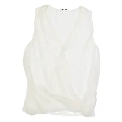 JIGSAW Womens Top Cream V-Neck Sleeveless Silk XS