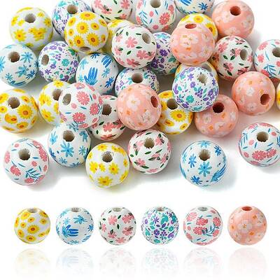 35Pcs 7 Colors Wood European Beads