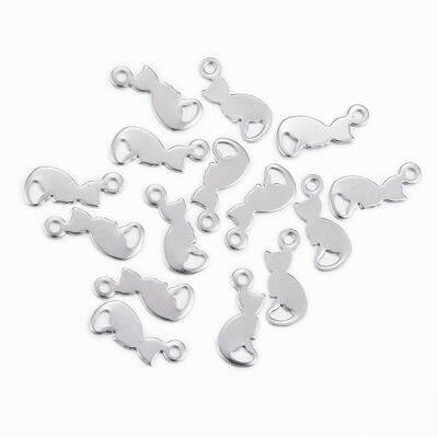 Tarnish Resistant 304 Stainless Steel Kitten Charms