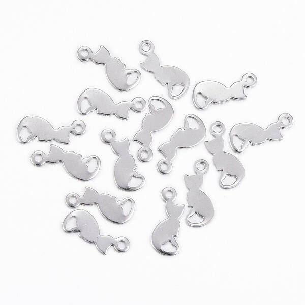 Tarnish Resistant 304 Stainless Steel Kitten Charms