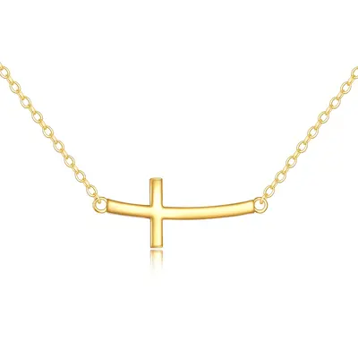 14K Gold Cross Pendant Necklace