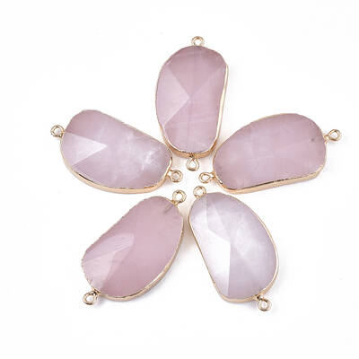 Electroplate Natural Rose Quartz Links Connectors