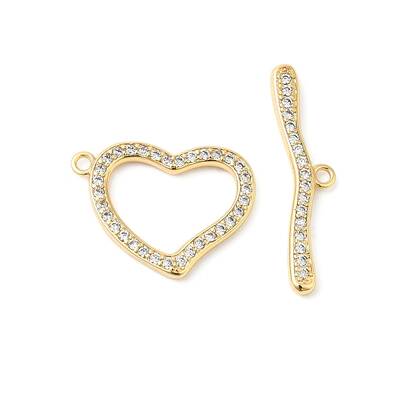 Brass Micro Pave Clear Cubic Zirconia Toggle Clasps