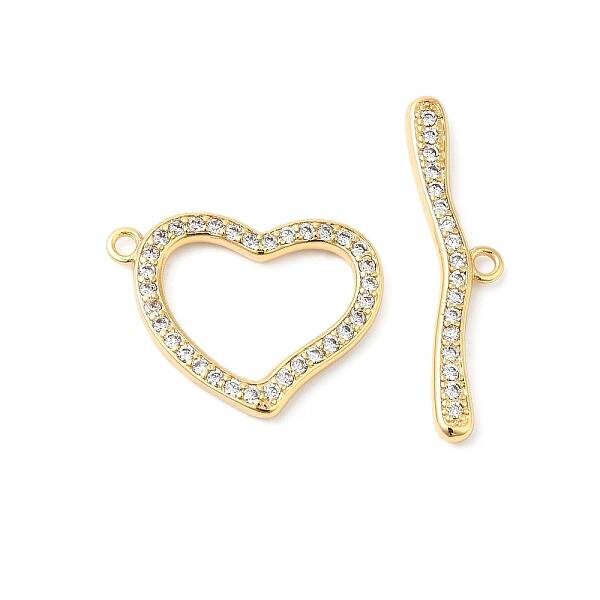 Brass Micro Pave Clear Cubic Zirconia Toggle Clasps