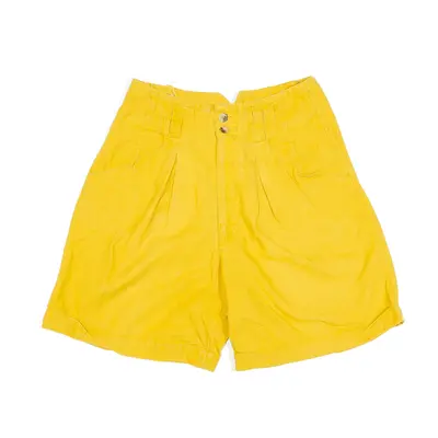 KI KO MO Pleated Shorts Yellow 90s Regular Casual Womens XS W26