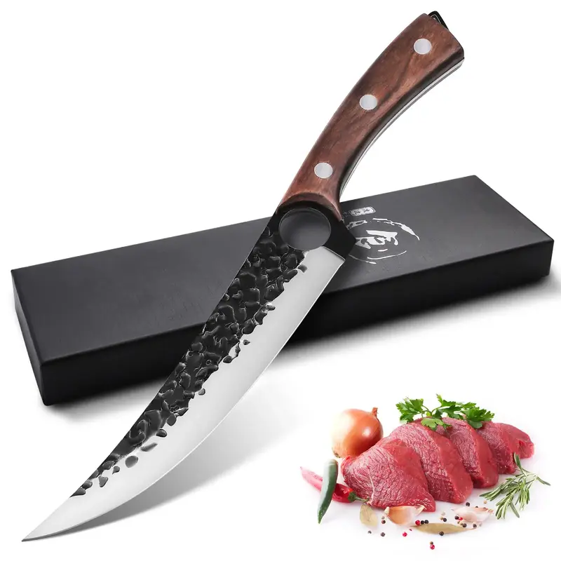 Purple Dragon Hand Forged Kitchen Knives Meat and Vegetable for Chef 7.0 Inch Full Tang Design High Carbon Steel for Home ,Bl...