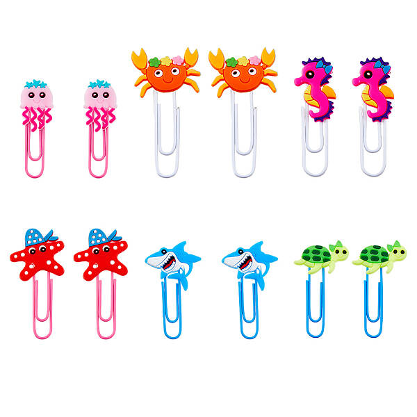 36Pcs 6 Style Sea Animal Shape Iron Paperclips