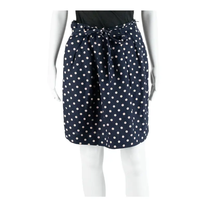 MONSOON Short Flare Skirt Blue Linen Spotted Womens UK 12