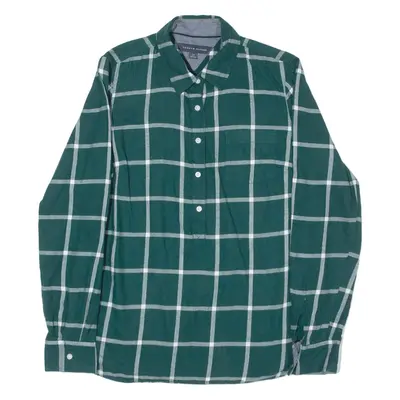 TOMMY HILFIGER 1/2 button up Shirt Green Check Long Sleeve Womens S