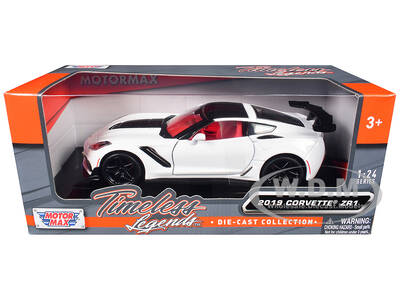 2019 Chevrolet Corvette ZR1 White and Black with Red Interior Timeless Legends Series 1/24 Diecast Model Car by Motormax