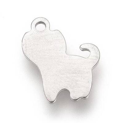 Tarnish Resistant 201Stainless Steel Kitten Stamping Blank Tag Pendants
