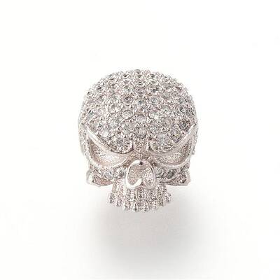 Brass Micro Pave Cubic Zirconia Beads