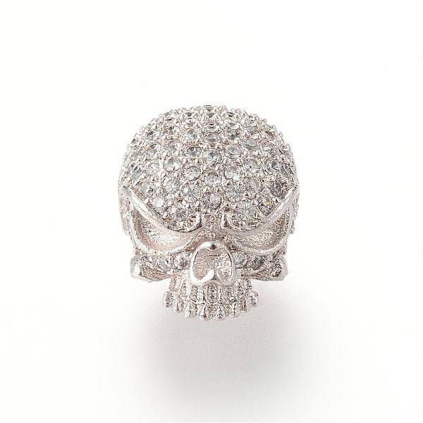 Brass Micro Pave Cubic Zirconia Beads