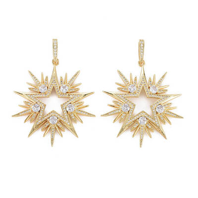 Brass Micro Pave Clear Cubic Zirconia Pendants