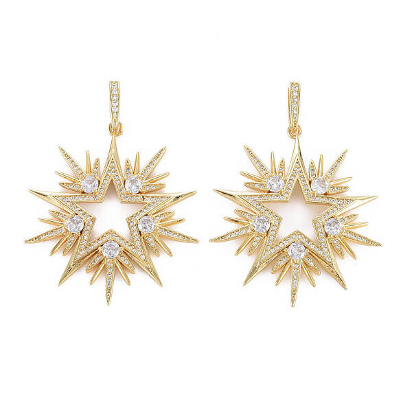 Brass Micro Pave Clear Cubic Zirconia Pendants