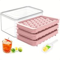 3 Pack Round Ice Cube Trays with Lid & Bin, BPA-Free Food-Grade Ice Mold, Used For Cocktail Coffee Juice Chilled Whiskey