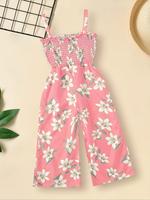 Girl's Floral Print Jumpsuit, Casual Sleeveless Jumpsuit for Summer, Kids Clothes for Daily Wear