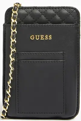 Guess Black Polyurethane Pouch Bag with Gold Chain 16.5x3x11 cm