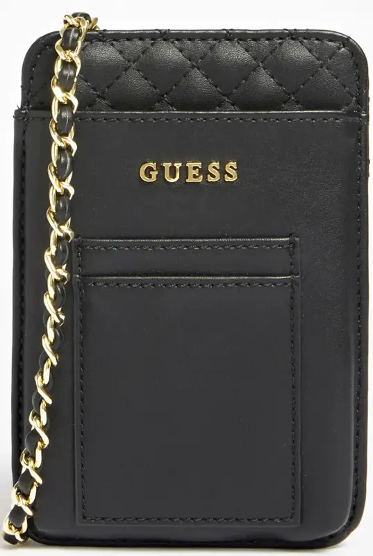 Guess Black Polyurethane Pouch Bag with Gold Chain 16.5x3x11 cm