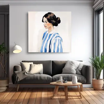 Elegant Nostalgia - Portrait of a Woman in Stripes