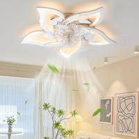 LED Ceiling Flower Ceiling Fans with Lights, Small 24.5 Inch Modern Low Profile Ceiling Fan, Dimmable LED Ceiling Light Fixtu...