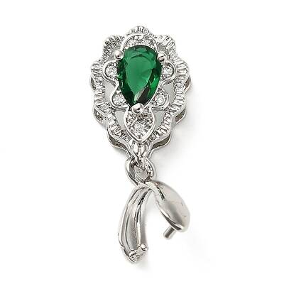 Brass Micro Pave Cubic Zirconia Pinch Bails