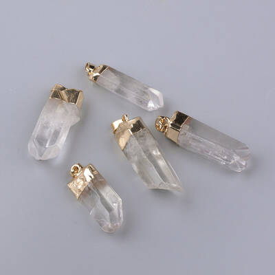 Electroplate Natural Quartz Crystal Pendants