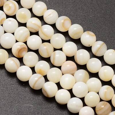 Natural Freshwater Shell Round Bead Strands