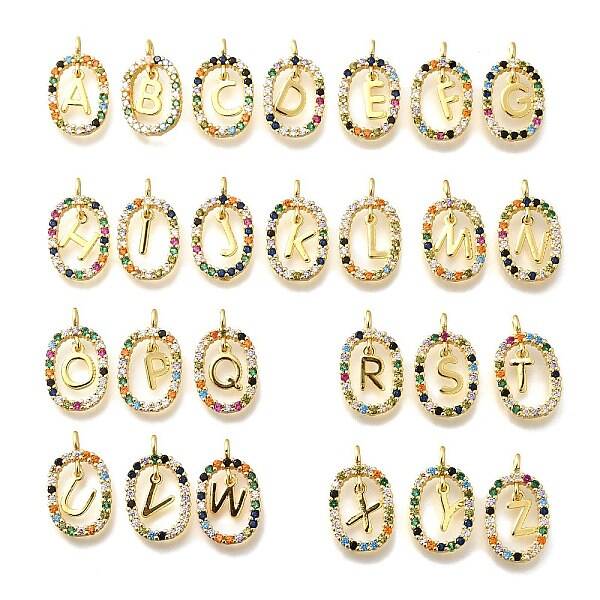 26Pcs Brass Micro Pave Cubic Zirconia Pendants